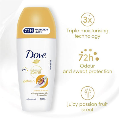Dove Women Advanced Care Antiperspirant Deodorant 72h Roll On Passionfruit 50ml