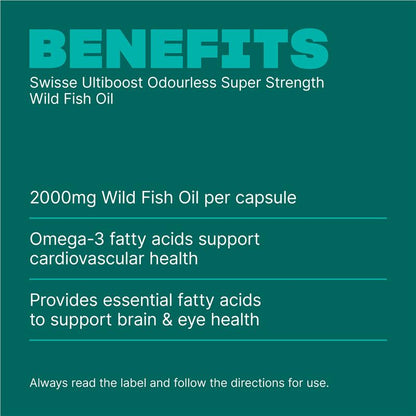 Swisse Ultiboost Odourless Super Strength Wild Fish Oil 2000mg 200 Capsules