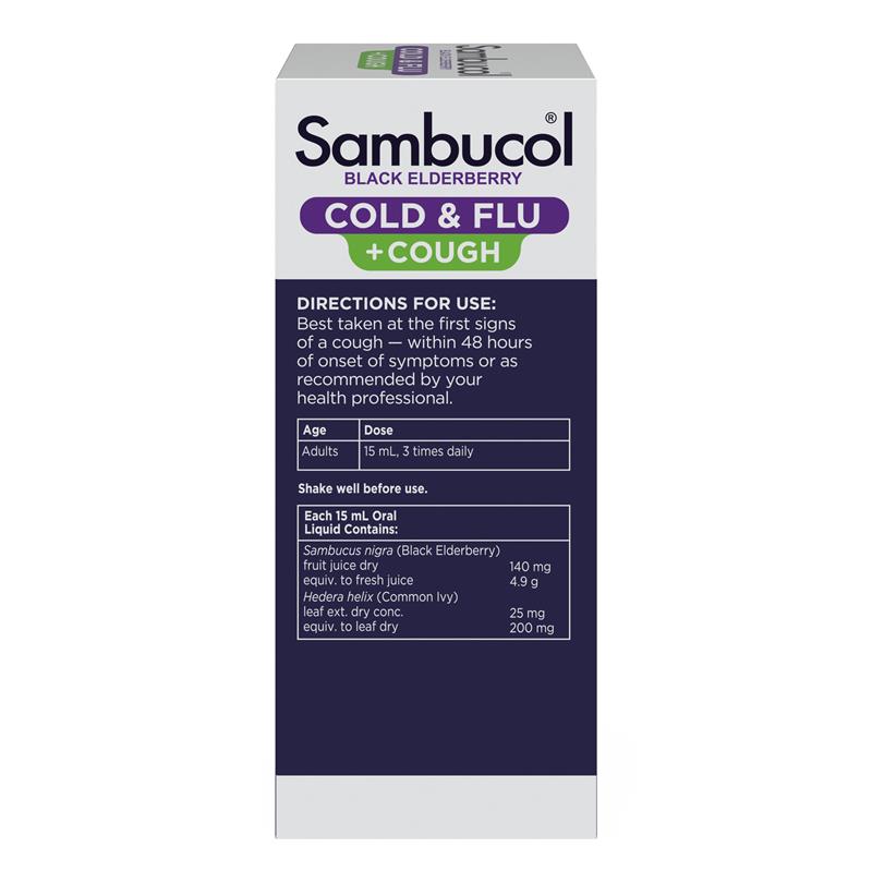 Sambucol Cold & Flu + Cough Liquid 250ml