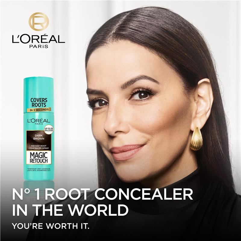 L'Oreal Paris Magic Retouch Temporary Root Concealer Spray - Dark Brown(Instant Grey Hair Coverage)