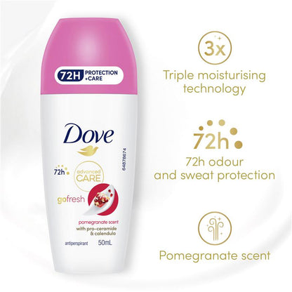 Dove Women Advanced Care Antiperspirant Deodorant 72h Roll On Pomegranate 50ml