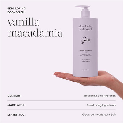 Gem Skin-Loving Vanilla Macadamia Body Wash 500ml Exclusive Size