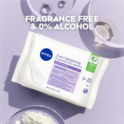 NIVEA Daily Essentials Biodegradable Fragrance Free Facial Cleansing Wipes 25pk