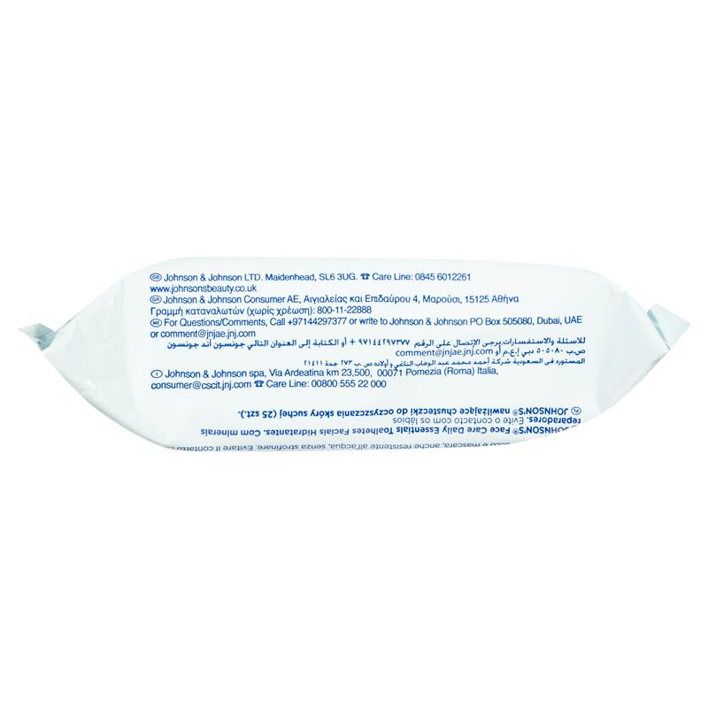 Johnson's Face Care Moisturising Facial Cleansing Wipes For Dry Skin 25 Pack