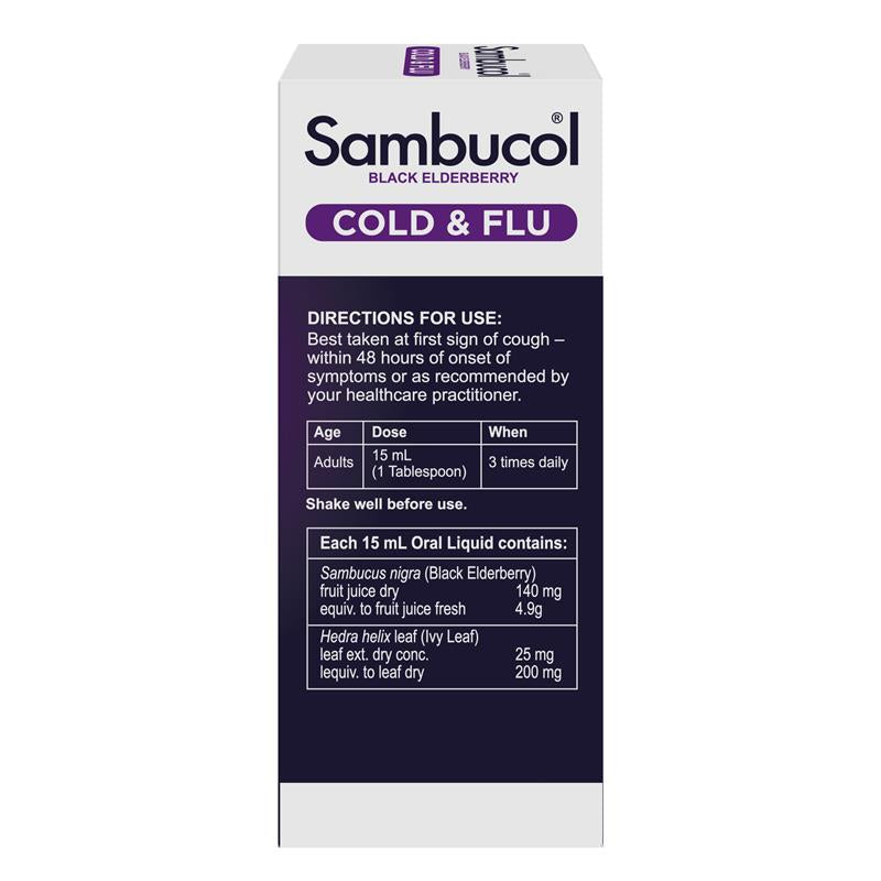 Sambucol Cold & Flu + Cough Liquid 250ml