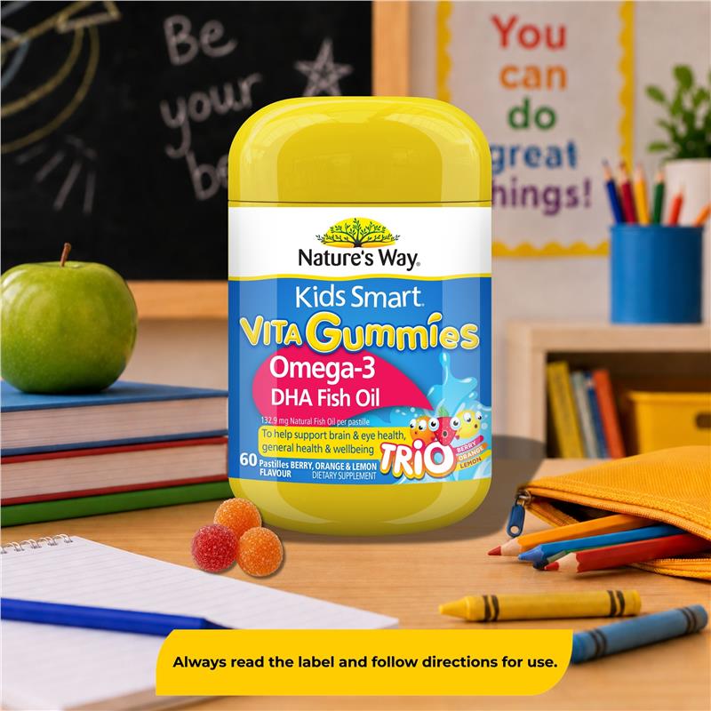 Nature's Way Kids Smart Vita Gummies Omega Fish Oil 60 Pastilles Improved Formula