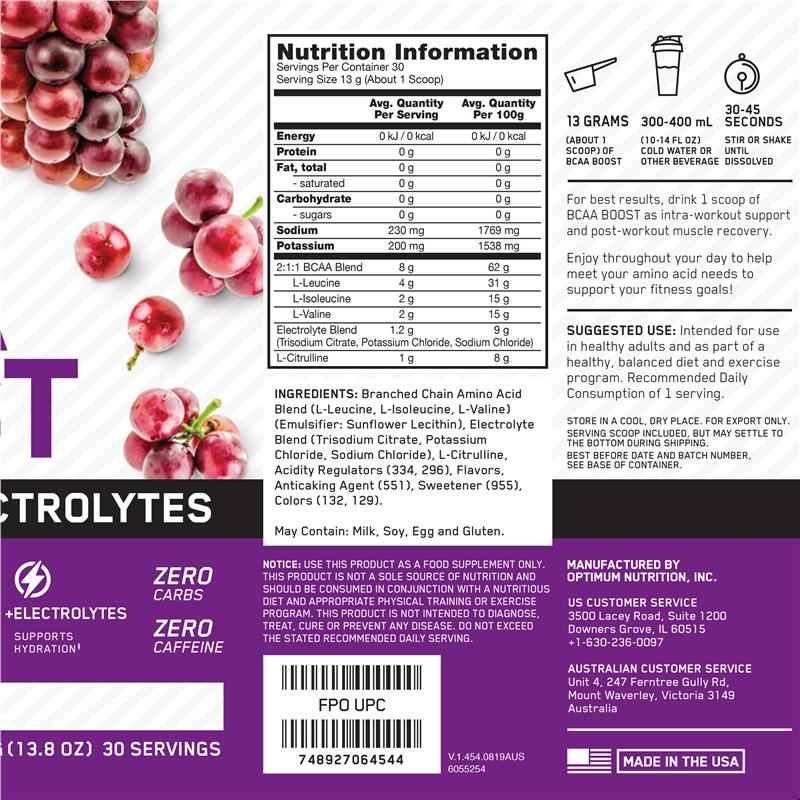 Optimum Nutrition BCAA Boost Grape 390g