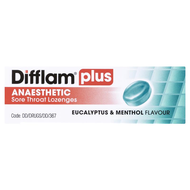 Difflam Plus Anaesthetic Sugar Free Eucalyptus Menthol 16 Lozenges