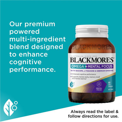 Blackmores Omega + Mental Focus 60 Capsules