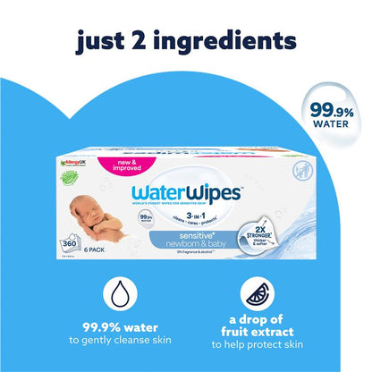 WaterWipes Baby & Newborn Sensitive Wipes 360 Pack