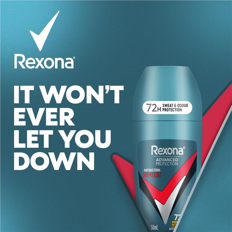 Rexona Men Advanced Antiperspirant Roll On Antibacterial Sport 50ml