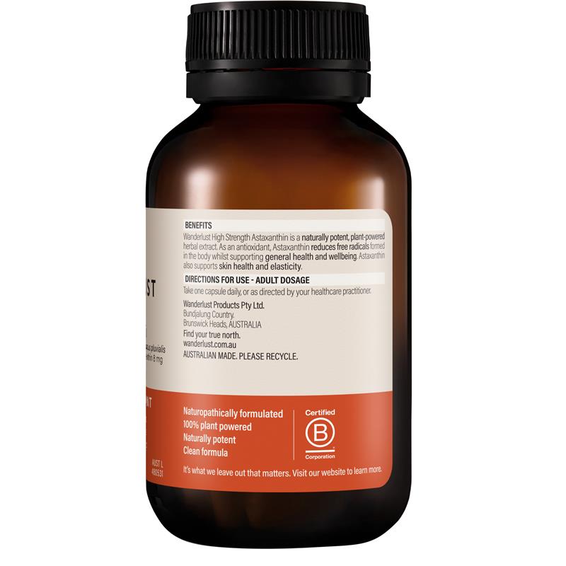 Wanderlust High Strength Astaxanthin 60 Capsules