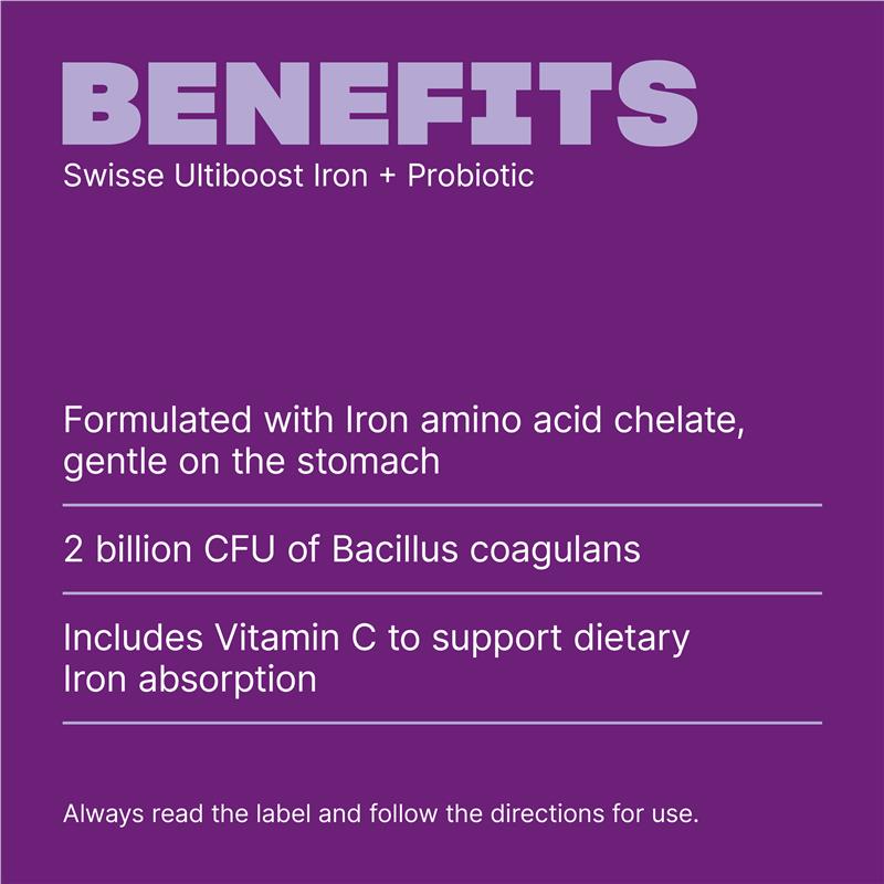 Swisse Iron + Probiotic 30 Tablets