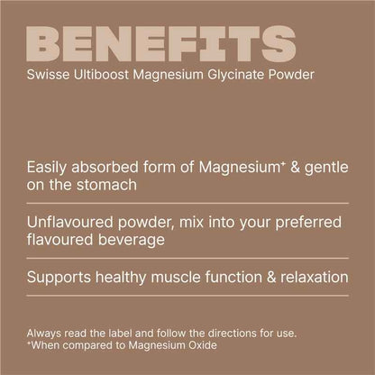 Swisse Ultiboost Magnesium Glycinate Unflavoured Powder 320g