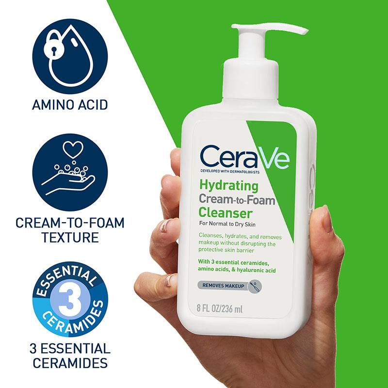 CeraVe Hydrating Cream To Foam Cleanser 236ml - GimmeNow