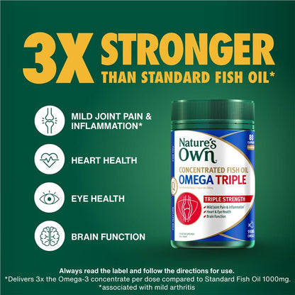 Nature's Own Concentrated Fish Oil Omega Triple 80 Capsules