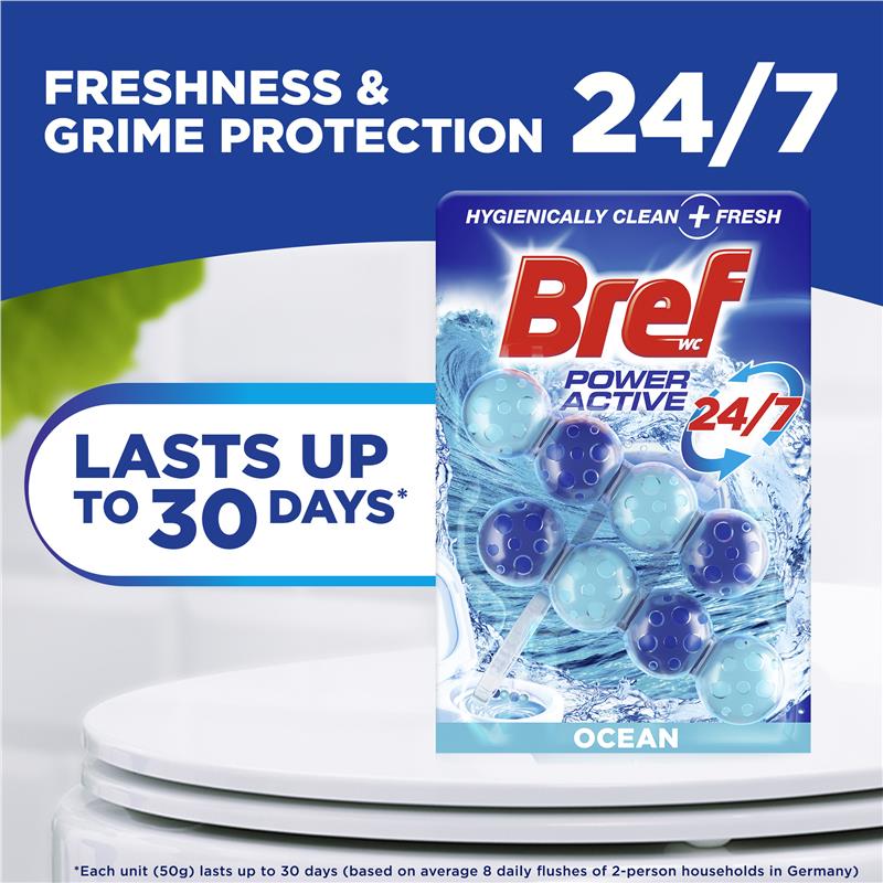 Bref Power Active Toilet Cleaner Ocean Breeze Twin Pack 100g