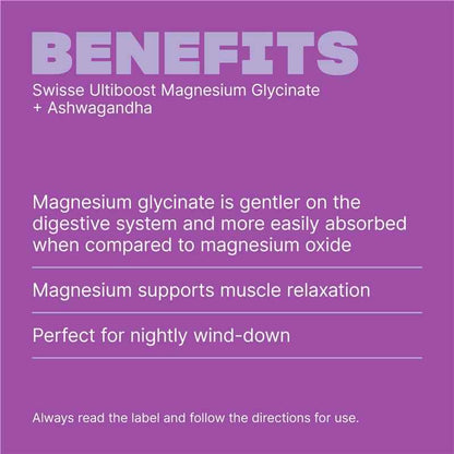 Swisse Ultiboost Magnesium Glycinate + Ashwagandha Night 60 Tablets