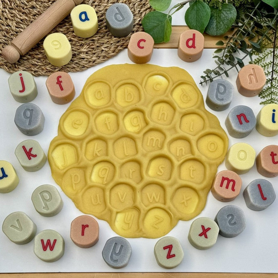 Yellow Door Alphabet Stamping Stones Lowercase Early Literacy Resources Playdough Sand Toys Sensory Toys 2yrs+