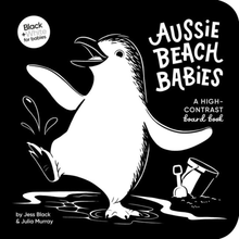 Aussie Beach Babies A High Contrast Black and White (Board Book) by Jess Black Baby Book