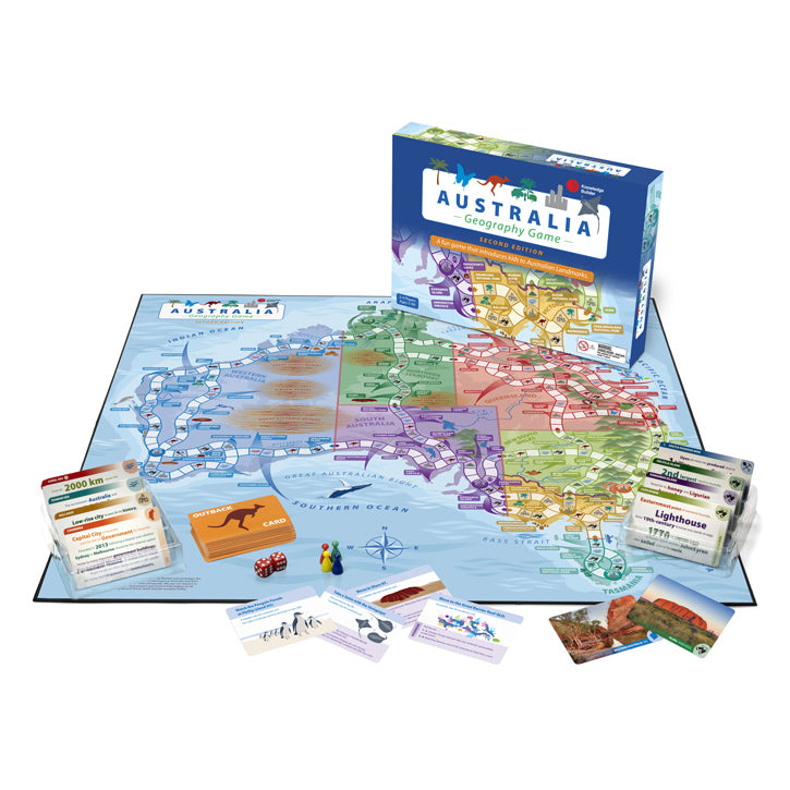 Australia Geography Board Games for kids Second Edition 126 Landmark Capital Cities States By Knowledge Builder Science STEM Range Best Seller 5yrs+