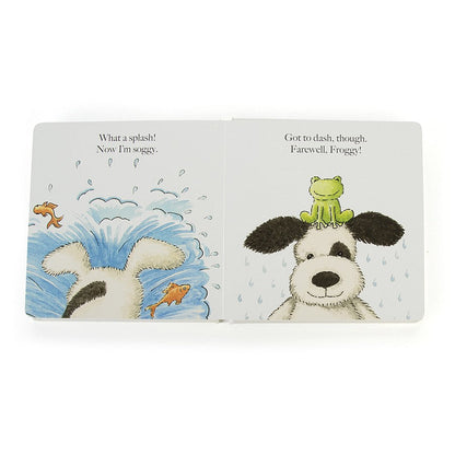 Jellycat Book Puppy Makes Mischief (Bashful Black & Cream Puppy) 19cm