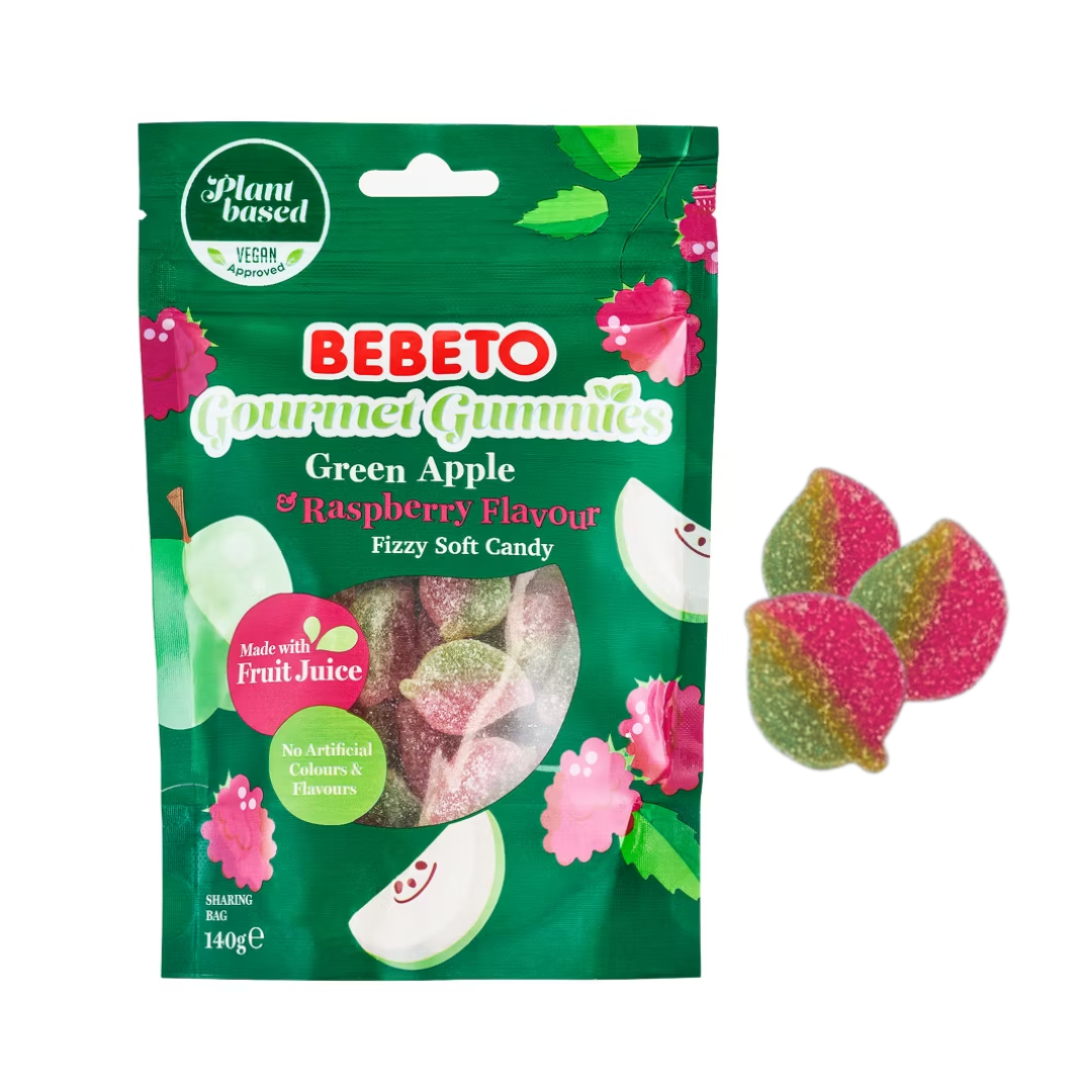 Bebeto Gourmet Gummies Green Apple & Raspberry 140g (vegan)