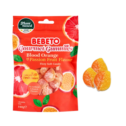 Bebeto Gourmet Gummies Blood Orange & Passion Fruit 140g (vegan)