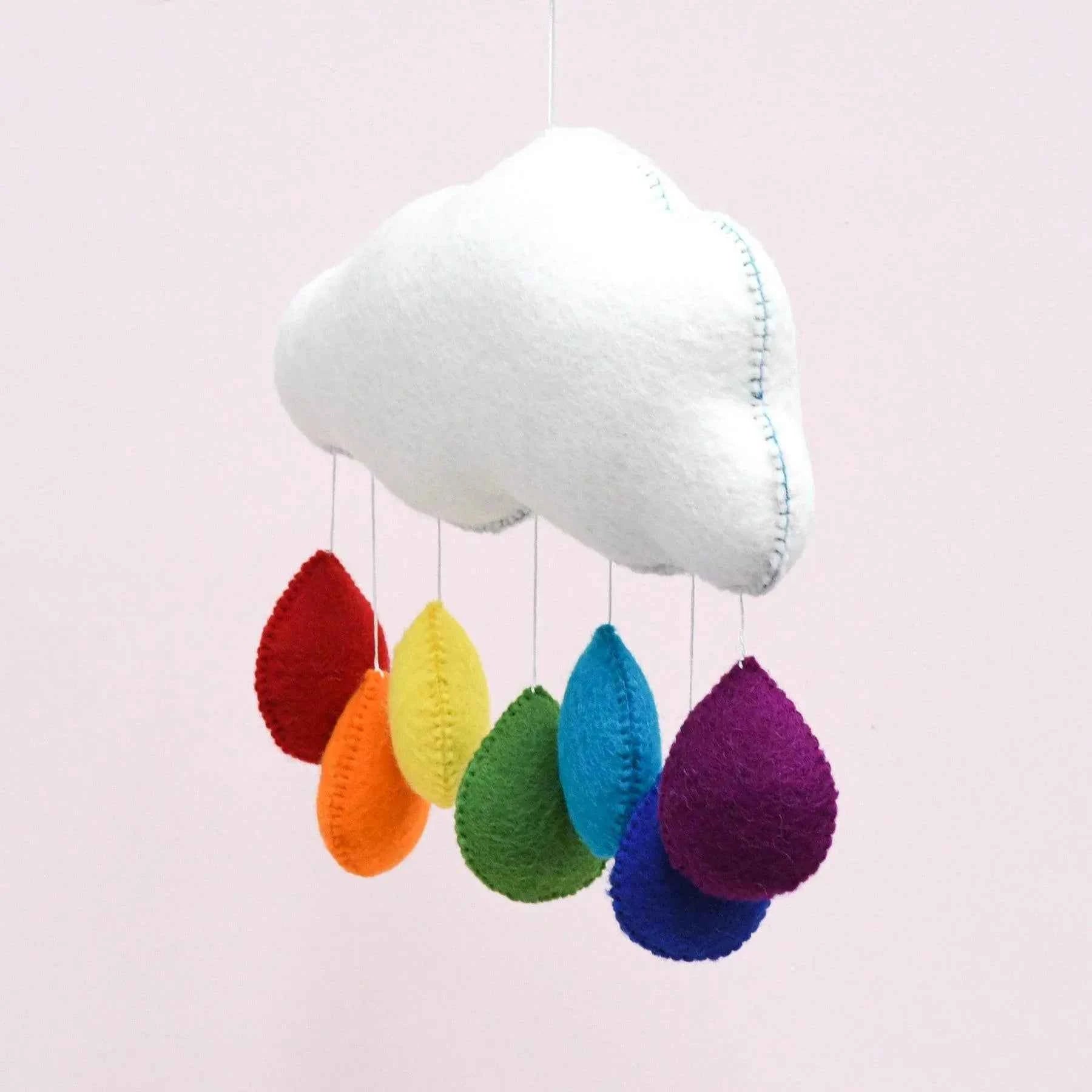 Tara Treasures Large Felt Cloud Baby Nursery Mobile with Rainbow Droplets Baby Gifts Idea 0m+