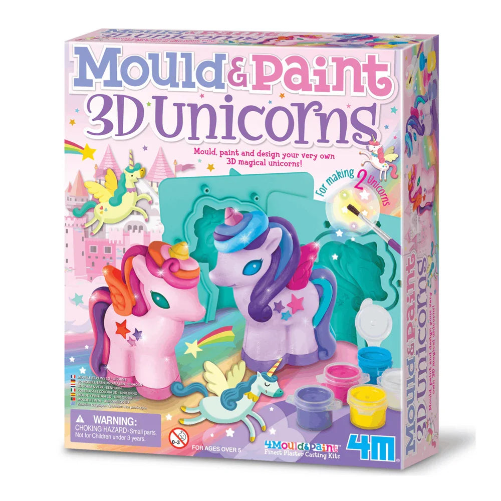 Mould & Paint 3D Unicorns Kit By 4M Unicorn Toys Art and Craft for Fairy Unicorn and Castle Theme 5yrs+ 5yrs+