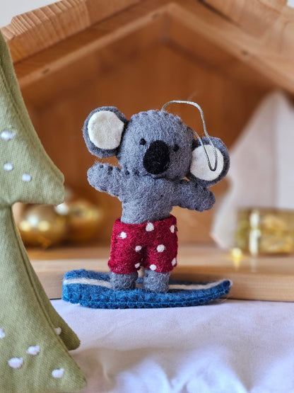 Pashom Felt Christmas Tree Decor Surfing Koala Pretend & Imaginative Play Toys Christmas Range 3yrs+