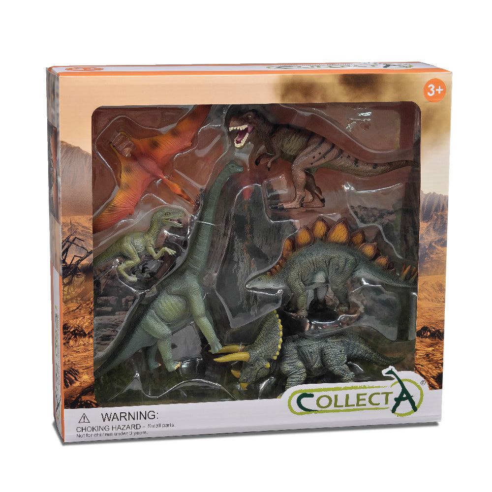 Dinosaurs Figurine Prehistoric Life Collection Gift Box Set 6pc by CollectA Animal Figurines Dinosaur and Dragon Theme 3yrs+