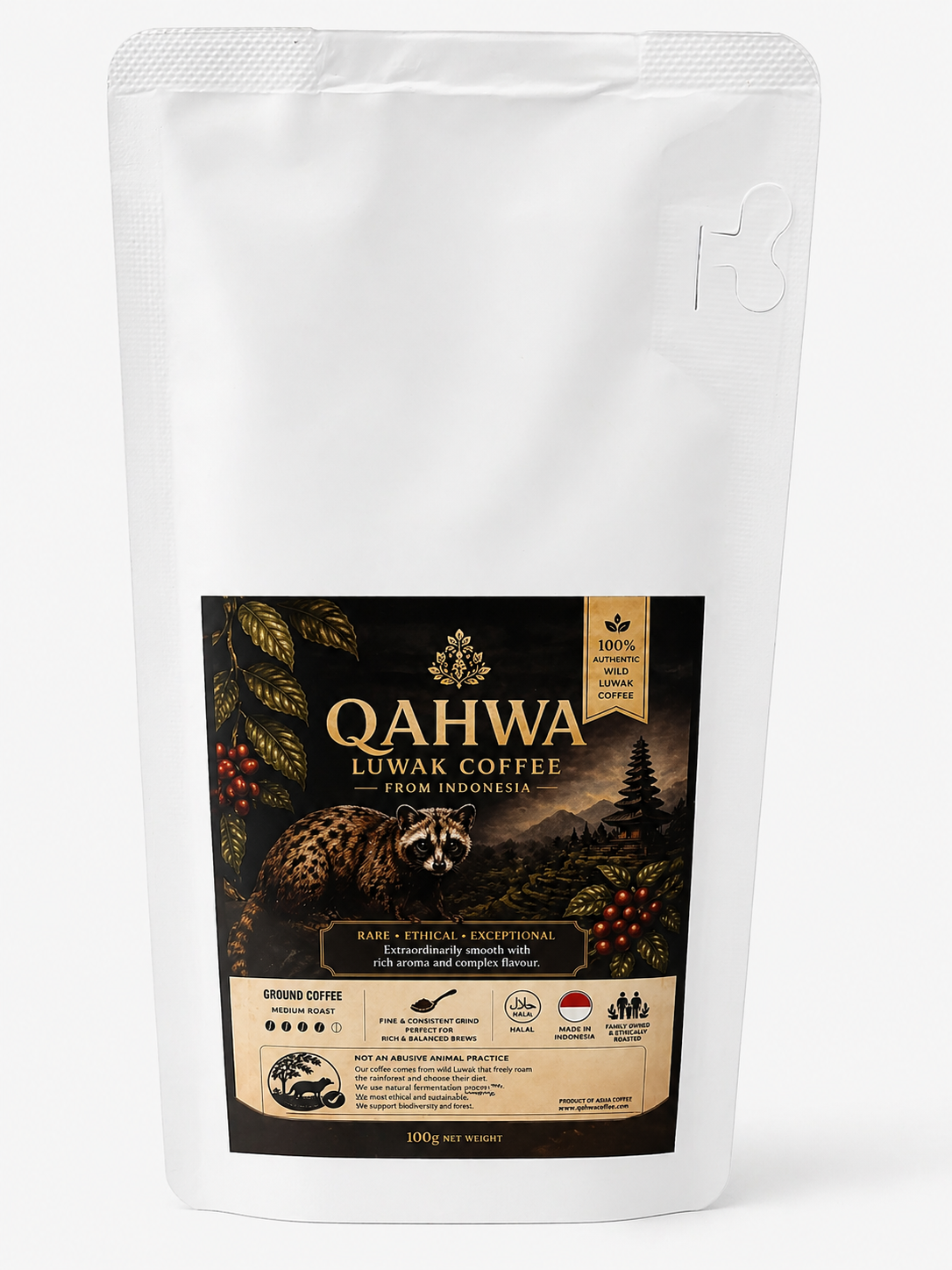 QAHWA Wild Kopi Luwak Arabica Civet Ground Coffee