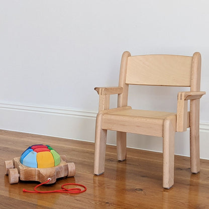 Montessori Kids Furniture My First CHAIR WITH ARM (6 - 30 months) Beechwood 22cm(H) Best Seller (Furniture Shipping)