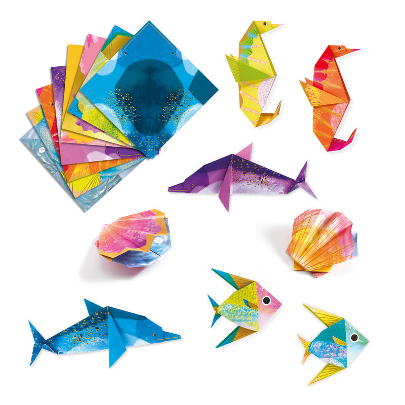 Sea Creatures Origami Paper by Djeco Stationary Art and craft for kids Ocean Toys 7yrs+
