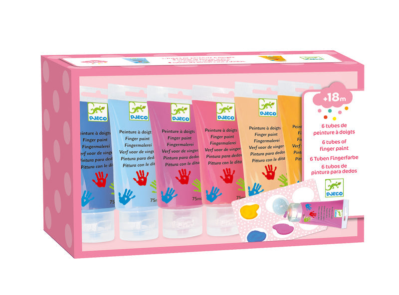 Finger Paint Tubes 6 Colours by Djeco Stationary Toddler Art and Craft Motor Skills Developmental Toys for Toddlers 18m+