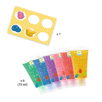 Finger Paint Tubes 6 Colours by Djeco Stationary Toddler Art and Craft Motor Skills Developmental Toys for Toddlers 18m+