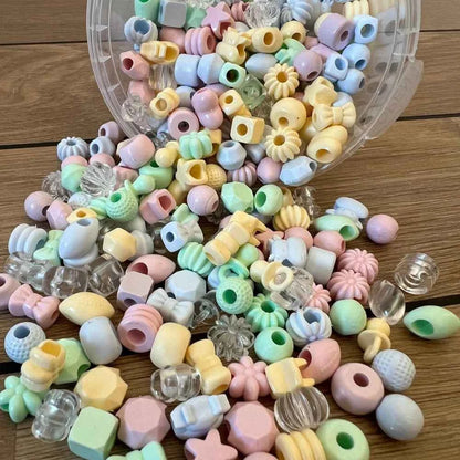 Dantoy Large Recycled Beads Pastel Colours 520pcs Art and Craft Loose Parts Classroom Set Clearance 3yrs+