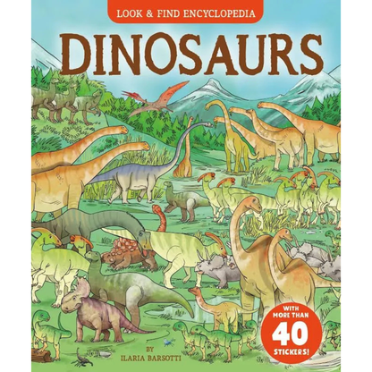 Kids Sticker Activity Book Look and Find Encyclopedia Dinosaurs with 40 Stickers (Hardcover) by Ilaria Barsotti Travel Toys