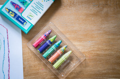 Crayons Multicoloured Flower 6pc by Djeco Stationary Art and craft for kids Clearance 3yrs+