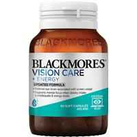 Blackmores Vision Care + Energy 60 Capsules NEW
