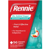 Rennie No Added Sugar Spearmint 96 Tablets - GimmeNow