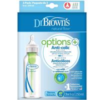 Dr Browns Options Anti-Colic With Level 1 Teat Narrow Neck Feeding Bottle 250ml 3 Pack - GimmeNow
