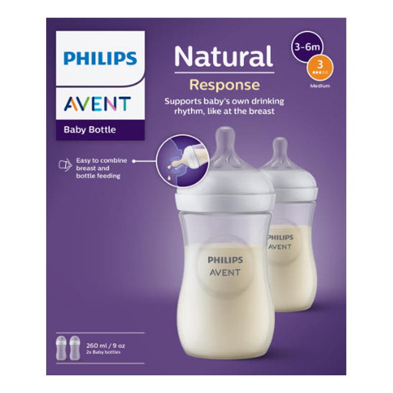 Avent Natural Response Feeding Bottle 260ml 2 Pack