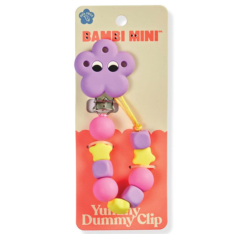 Bambi Mini Co. Accessories Silicone Flower Pacifier Clip Lilac/Yellow/Pink