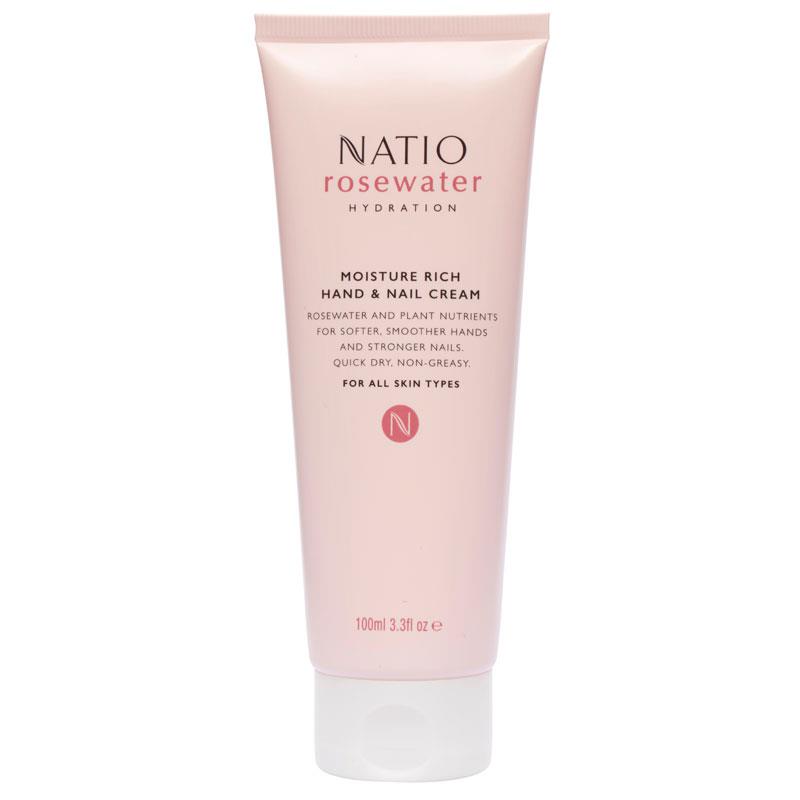 Natio Rosewater Hydration Moisture Rich Hand & Nail Cream 100ml