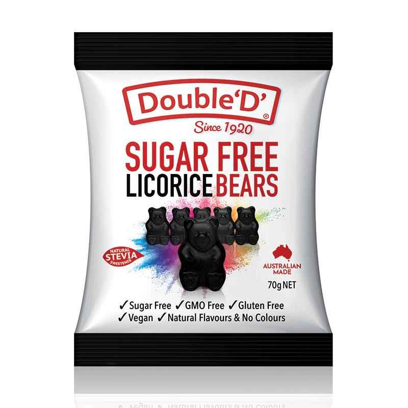 Double D Sugarfree Licorice Bears 70g