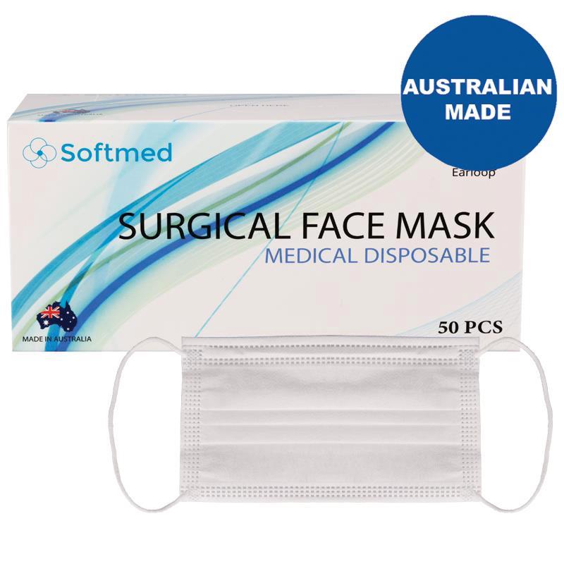 Softmed Surgical Face Masks 50 Pack Australian Made