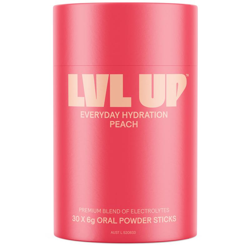 Lvl Up Everyday Hydration Sticks Peach 30 Pack