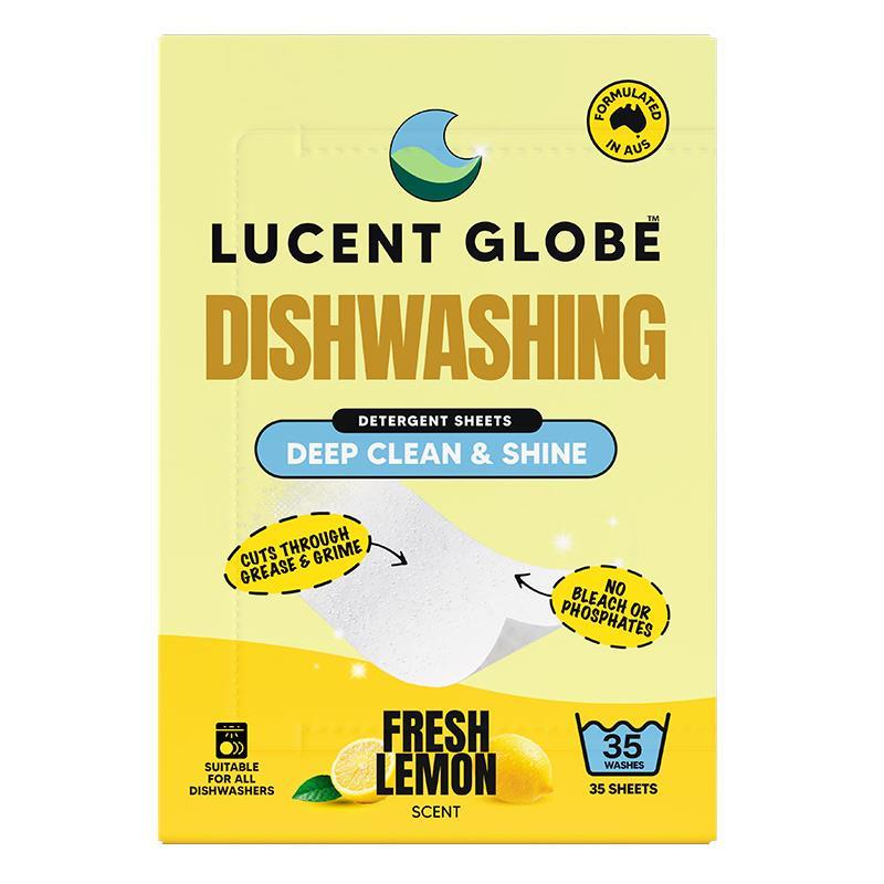 Lucent Globe Dishwashing Detergent Sheets Fresh Lemon 35 Sheets